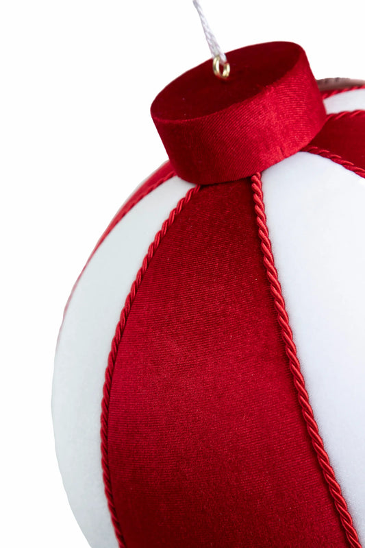 Esferón Navideño Terciopelo Caramelo Blanco y Rojo