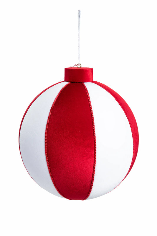 Esferón Navideño Terciopelo Caramelo Blanco y Rojo