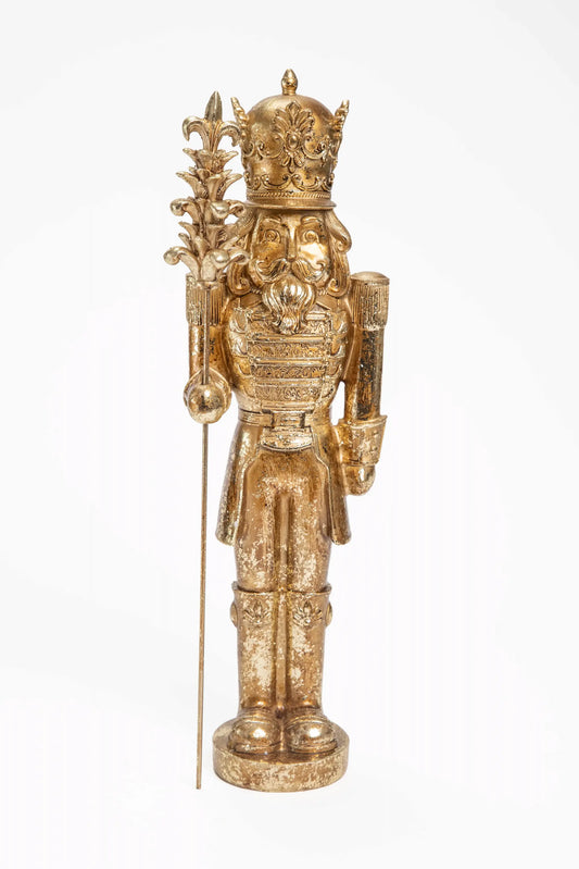 Figura de Cascanueces Rey en Acabado Dorado Envejecido