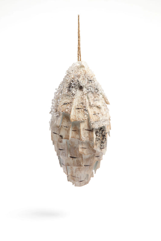 Finial Navideño de Corteza de Abedul con Glitter 24cm