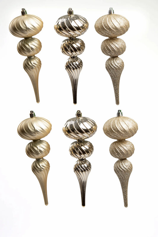 Finial Navideño Remolino 20 cm — Set de 6 Piezas