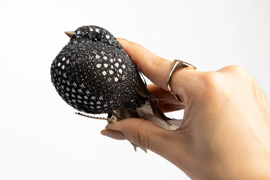 Set de 3 Pájaros con Clip Plata y Negro