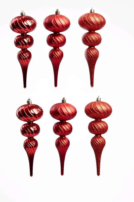 Finial Navideño Remolino 20 cm — Set de 6 Piezas