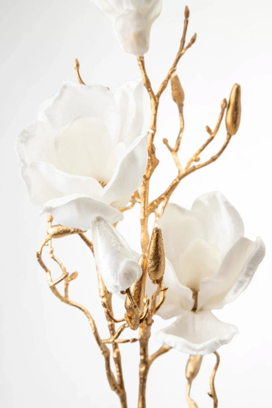 Vara de Flores Blancas y Doradas