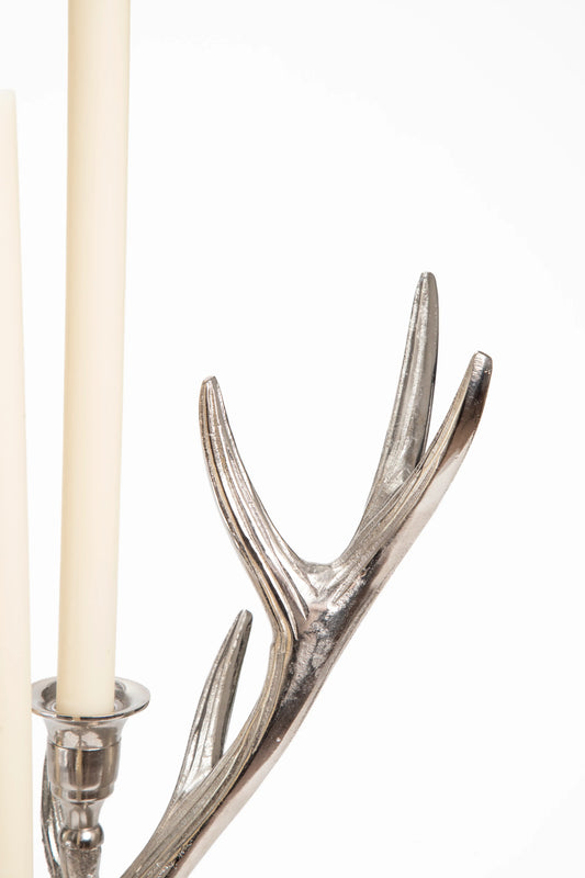 Candelabro de Aluminio con Diseño de Cornamenta para 3 Velas