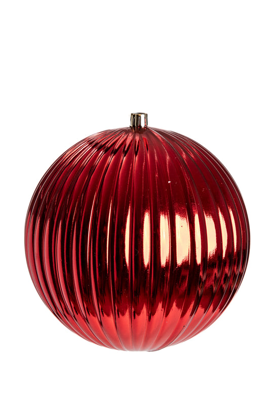 Esfera Navideña Roja Acanalada