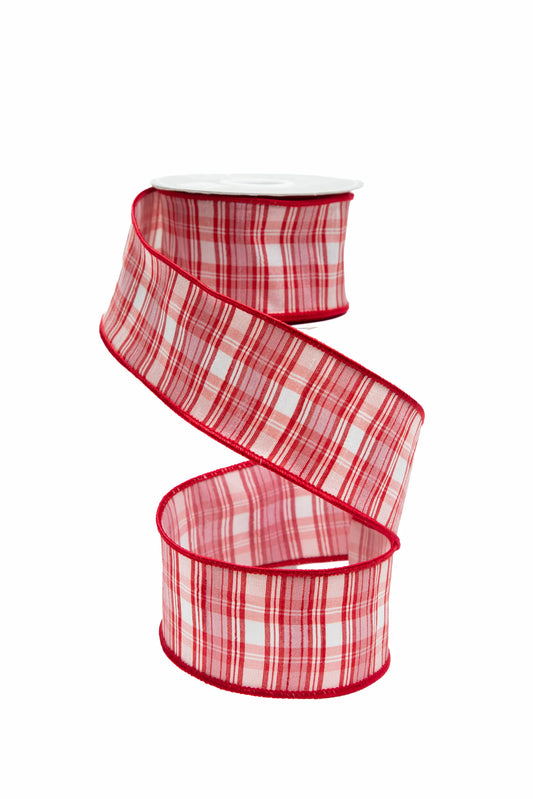 Listón Alambre Cuadros Rosa y Rojo