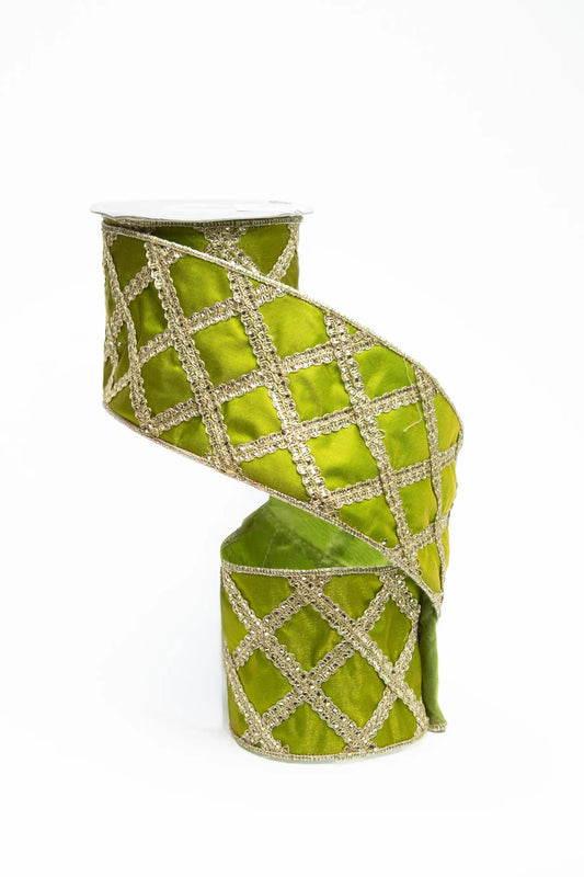 Listón Verde Alambre Patrón de Diamantes