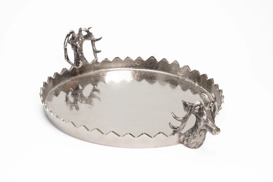 Bandeja Decorativa de Aluminio con Cabeza de Ciervo 61.5cm
