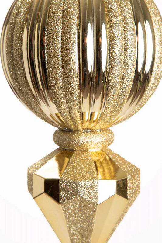 Finial Navideño Dorado Facetado 30cm