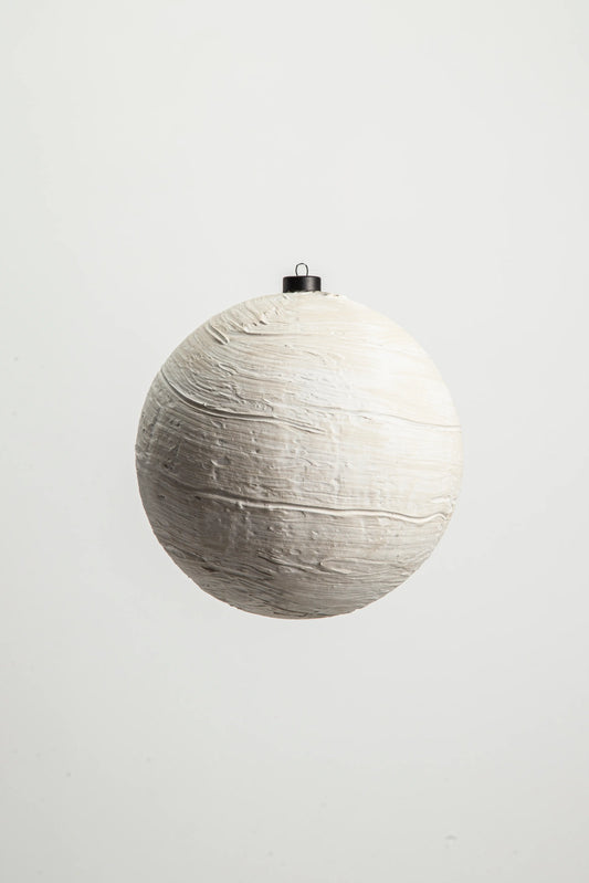 Esfera Navideña Blanca Textura Rústica 20 cm