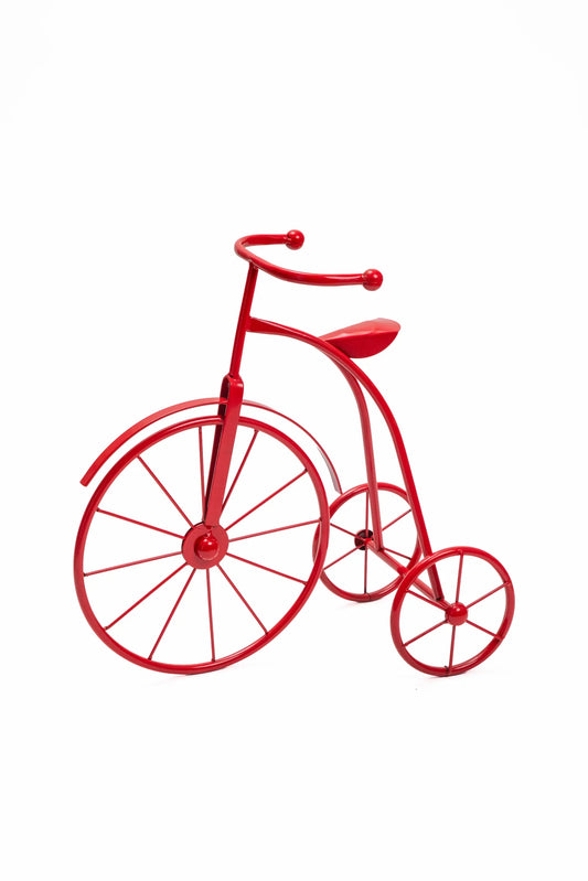 Triciclo Decorativo Metal Rojo Estilo Vintage