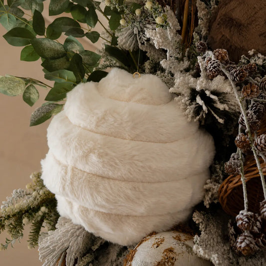 Esfera Navideña Peluche Panal Beige