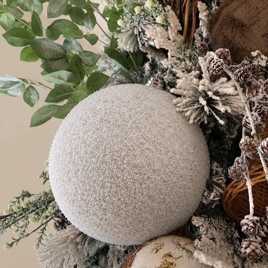 Esfera Navideña Blanca Efecto Nevado 20 cm