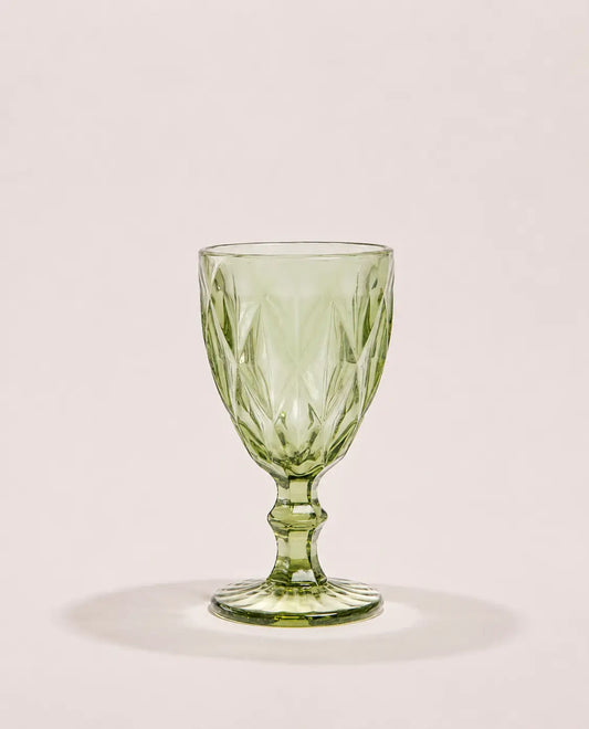 Copa de Cristal Tallado Verde