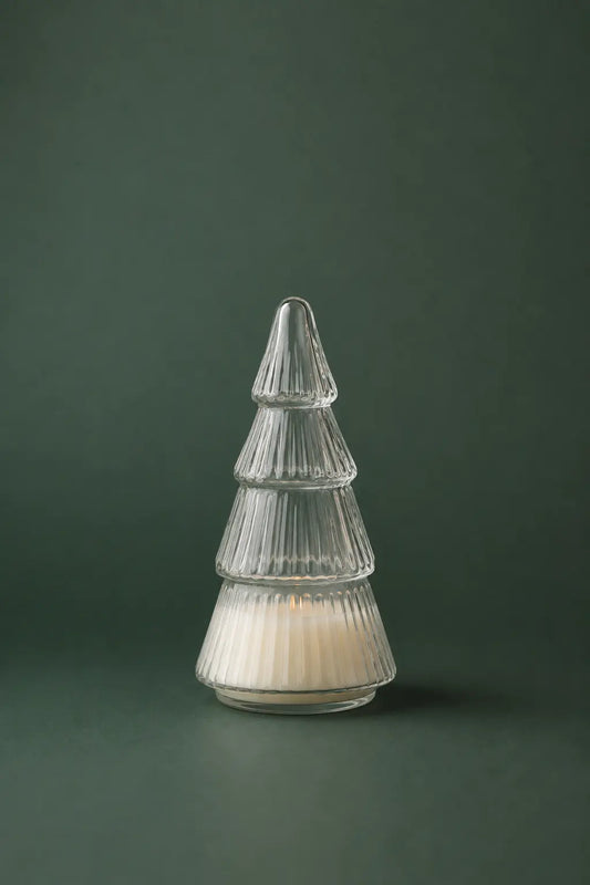 Vela Decorativa en Cristal con Forma de Árbol de Pino