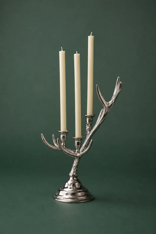 Candelabro de Aluminio con Diseño de Cornamenta para 3 Velas