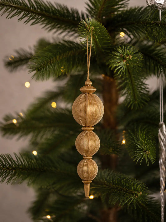 Finial Navideño Oro Viejo Tejido 35 cm