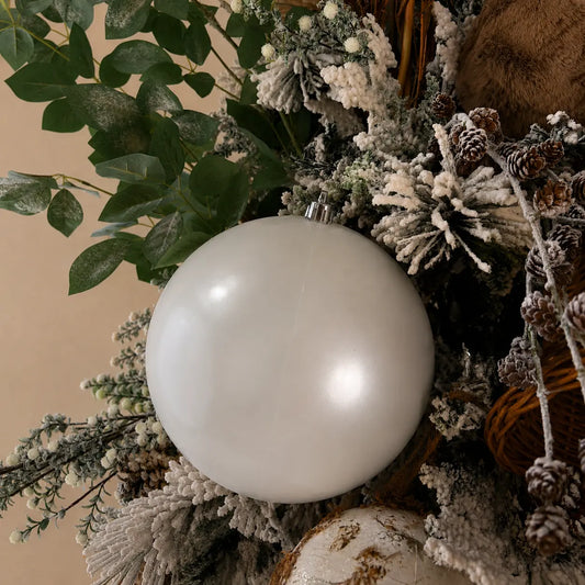 Esfera Navideña Blanca Perlada 20 cm
